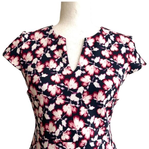 Banana Republic Dress Navy Pink White Floral Cap Sleeve Sheath Size 0 Petite NEW - Picture 4 of 12